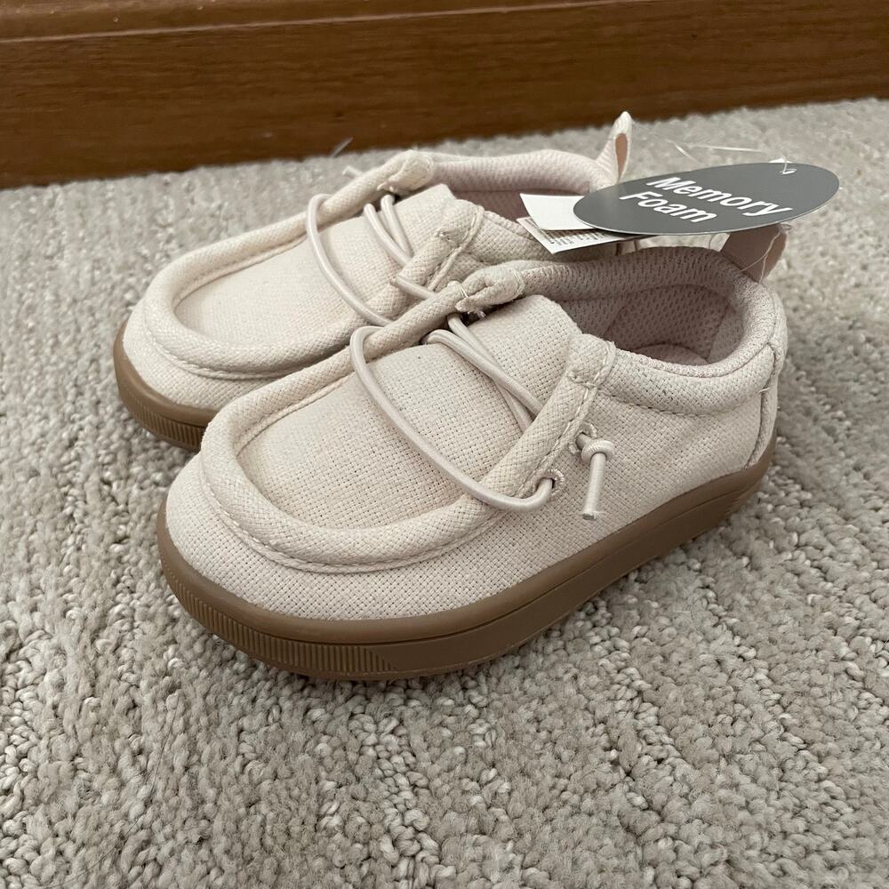 NWT Baby Gap Chambray Moc Sneakers Toddler Size 5 Cream Beige Loafers Shoes